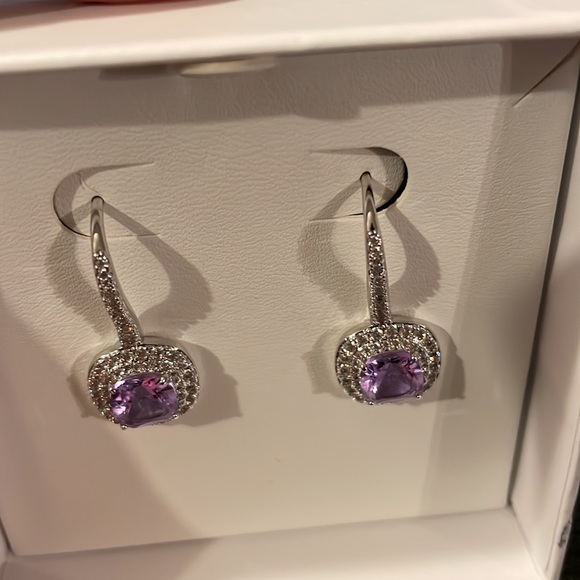 Ring bomb party earrings:lab created light amethyst earrings - Picture 3 of 8